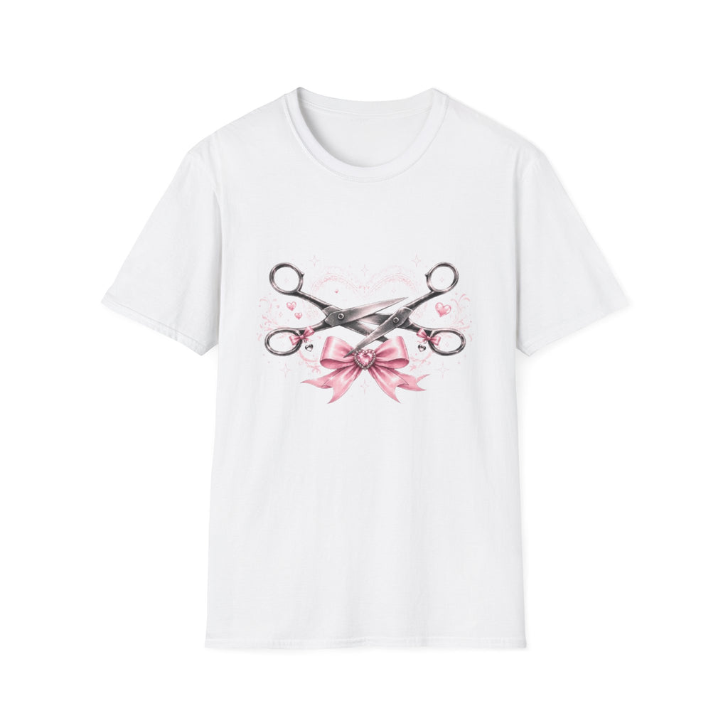 Hairdresser Scissors Tee — Pink Ribbon Salon Staff T-Shirt