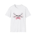 Hairdresser Scissors Tee — Pink Ribbon Salon Staff T-Shirt
