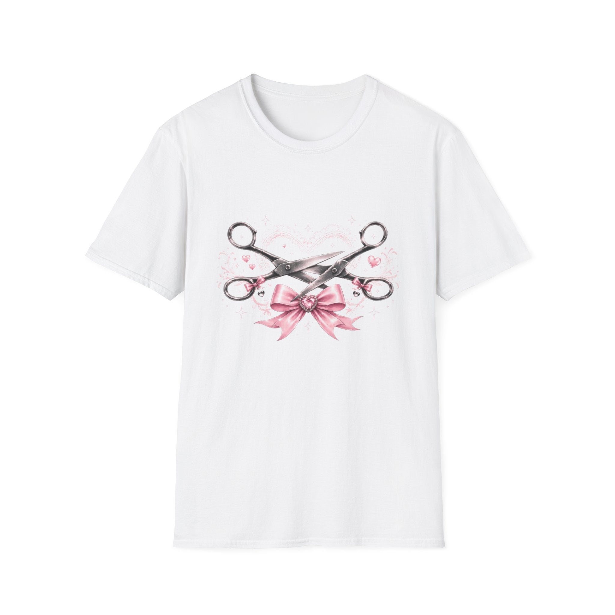 Hairdresser Scissors Tee — Pink Ribbon Salon Staff T-Shirt