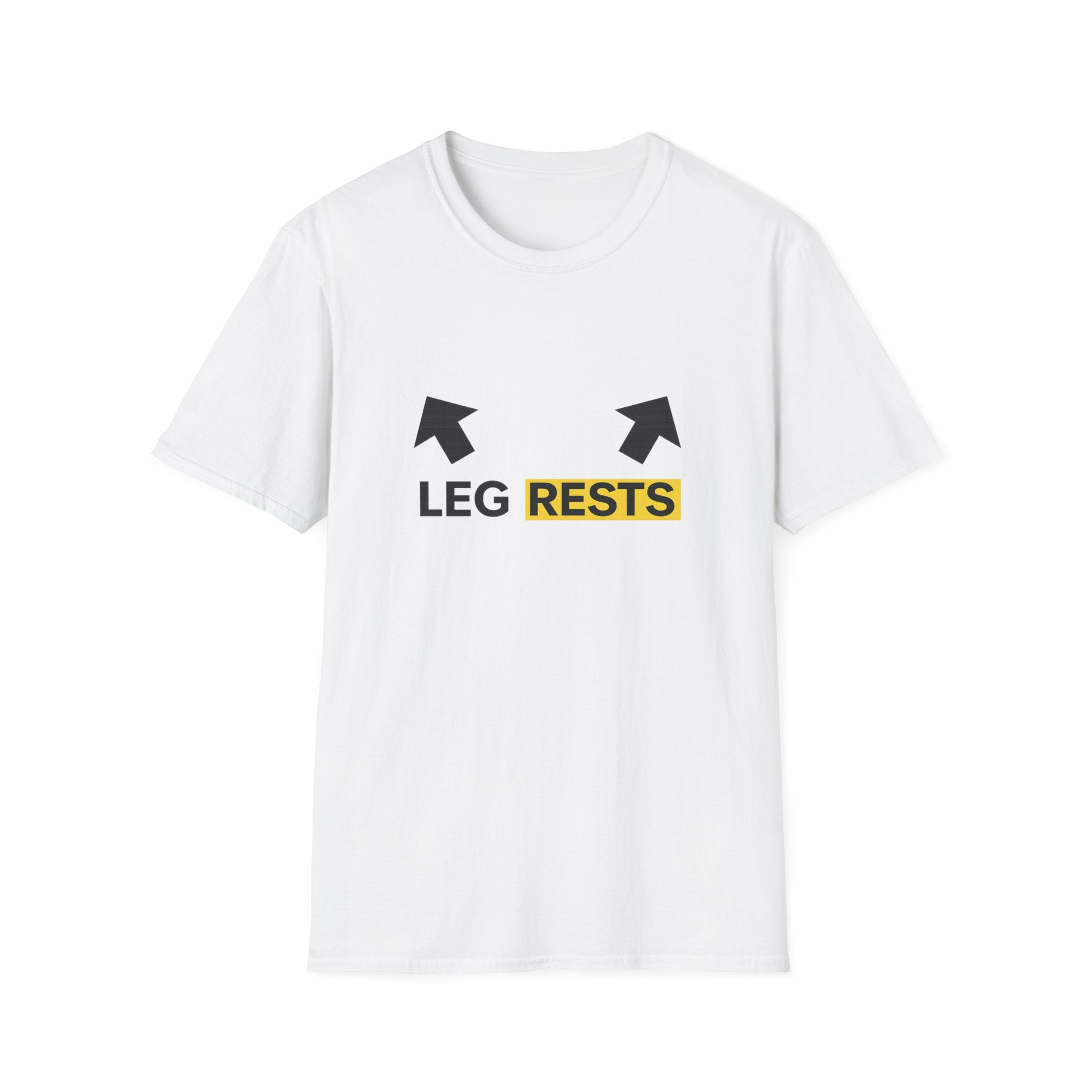 T-Shirt — "LEG" "RESTS" Arrow Graphic Tee (Legs/Rest Humor)